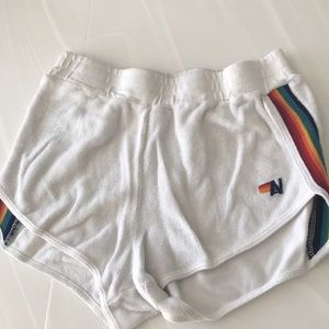 Aviator Nation White Rainbow Striped Shorts - Kids (Size 14)
